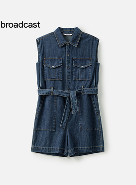 播商场同款水洗牛仔连体裤女25夏季新款复古显瘦短裤BDS2JD2675