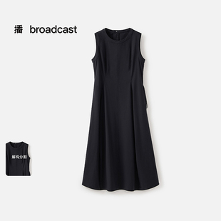 新款 收腰连衣裙女25夏季 掐腰长裙BDS2LD2250 黑色无袖 播商场同款