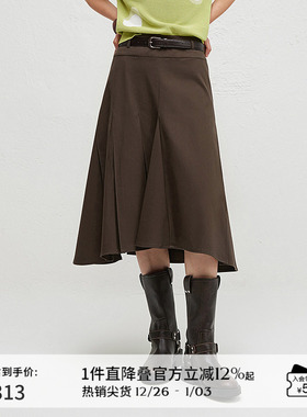 播商场同款气质半身裙女夏季垂坠感学院风高腰裙子BDR3BD1829