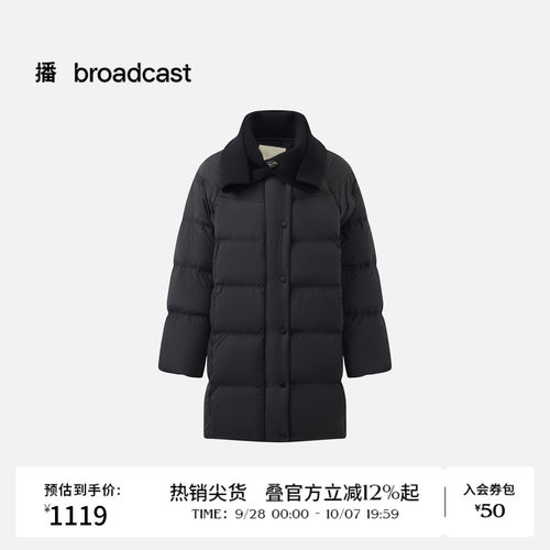 播中长款大翻领羽绒服
