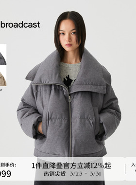 播大翻领短款龟背羽绒服女冬季宽松保暖面包服DDS4RD5246