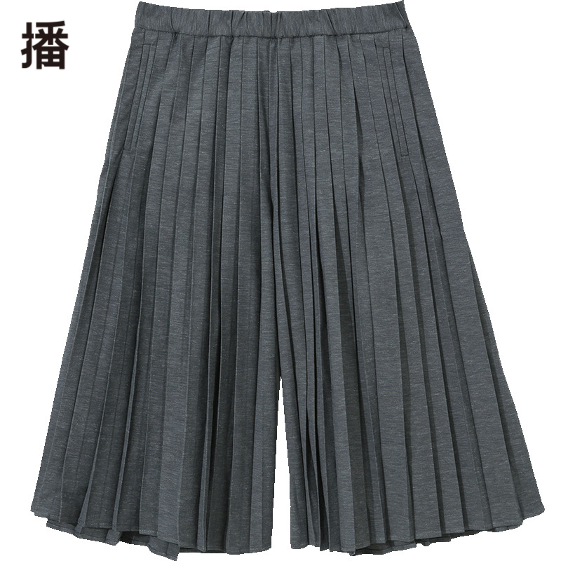 播春季新款隐形后拉百褶裙裤复古文艺百褶阔腿裤女bdo1kd2227