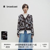 复古软糯显瘦毛衣BDS1UD1081 女春季 播商场同款 提花V领针织衫