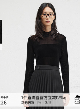 播商场同款半高领网纱T恤内搭女冬新款气质正肩打底衫BDR4YD3974