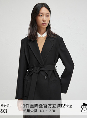 播商场同款黑色正肩廓形西装女24秋松弛感宽松外套BDR3XD1849