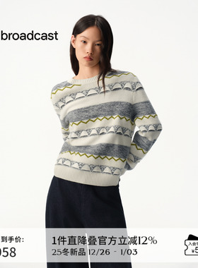 播商场同款宽松提花针织衫25秋冬新款圆领宽松毛衣BDS4SD3765