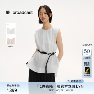播气质洋气无袖衬衫女26夏季新款休闲宽松慵懒感衬衣DDT2HD6060
