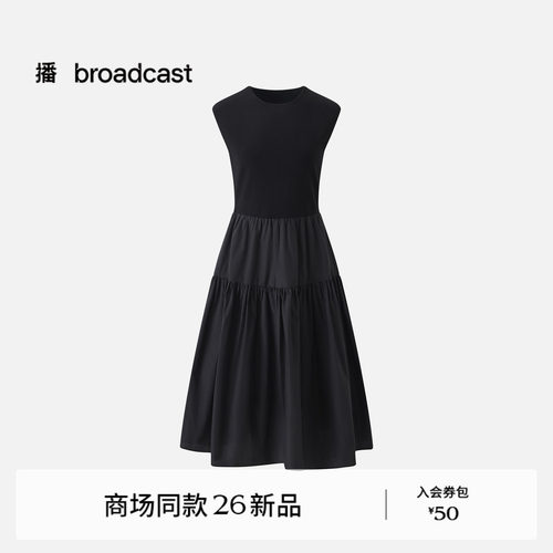 播商场同款轻职场无袖连衣裙女26夏新款收腰显瘦小黑裙BDT7LD2418