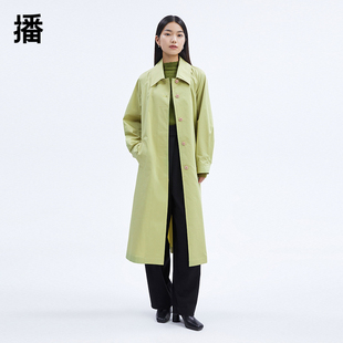 新款 翻领修身 修身 百搭衬衫 风衣女DDP4FD4728 气质长款 播2022冬季