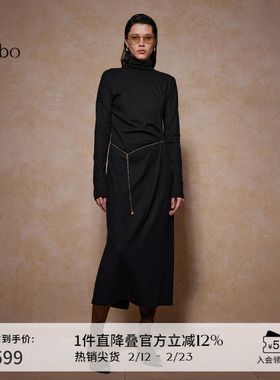 【羊毛】播 bo 商场同款修身收腰圆领24冬连衣裙女BDR4LD2702