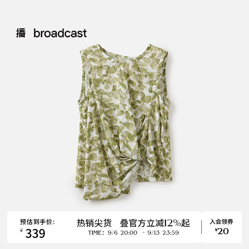 播夏季无袖印花扭结衬衫女漂亮上衣BDS2HD2613图片