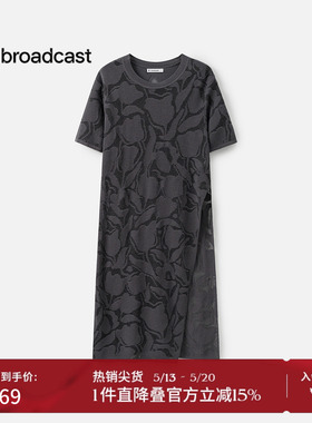 播商场同款气质短袖T恤裙女夏新提花中长款连衣裙BDS2SD2110