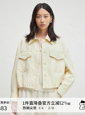 播商场同款黄色夹克短外套女24秋宽松气质翻领上衣BDR3WD3222