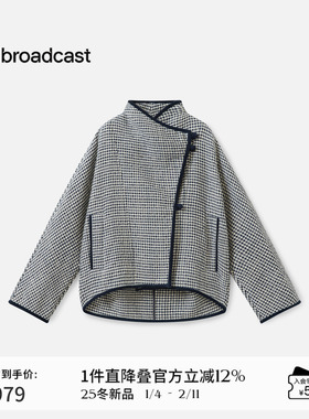 播商场同款复古格纹短款保暖宽松棉服女秋冬新款BDS4PD3846