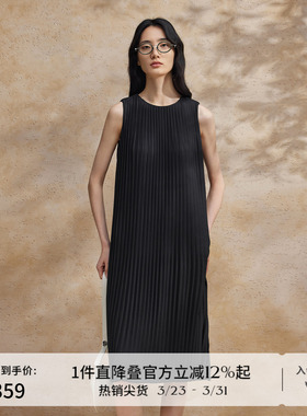 播优雅无袖连衣裙女商场同款夏季新款休闲宽松简约长裙BDR2LD1356
