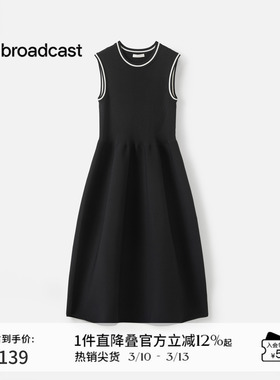 播商场同款中长款无袖收腰连衣裙女秋新款气质小黑裙BDS3LD3232