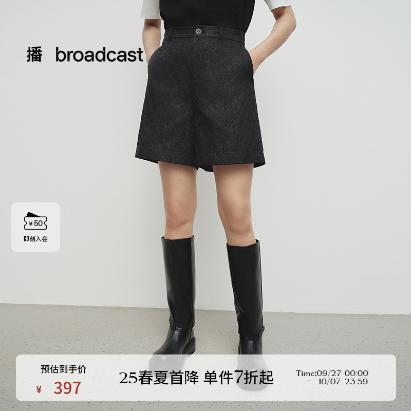 播商场同款高腰蕾丝短裤女25春秋新款独特洋气直筒裤BDS1KD1191