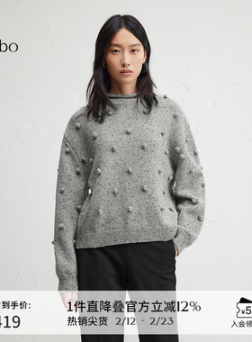 【羊毛】播 bo 商场同款毛织球24冬新圆领毛衫女BDR4SD2429