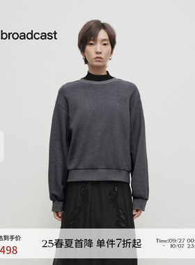 播商场同款灰色慵懒圆领卫衣女25春季新款宽松美式上衣BDS1VD1563