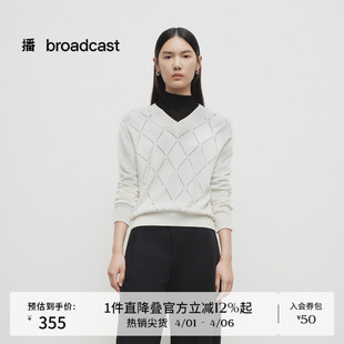 女春秋新款 气质毛衣BDS1SD1268 镂空菱格简约针织衫 播商场同款