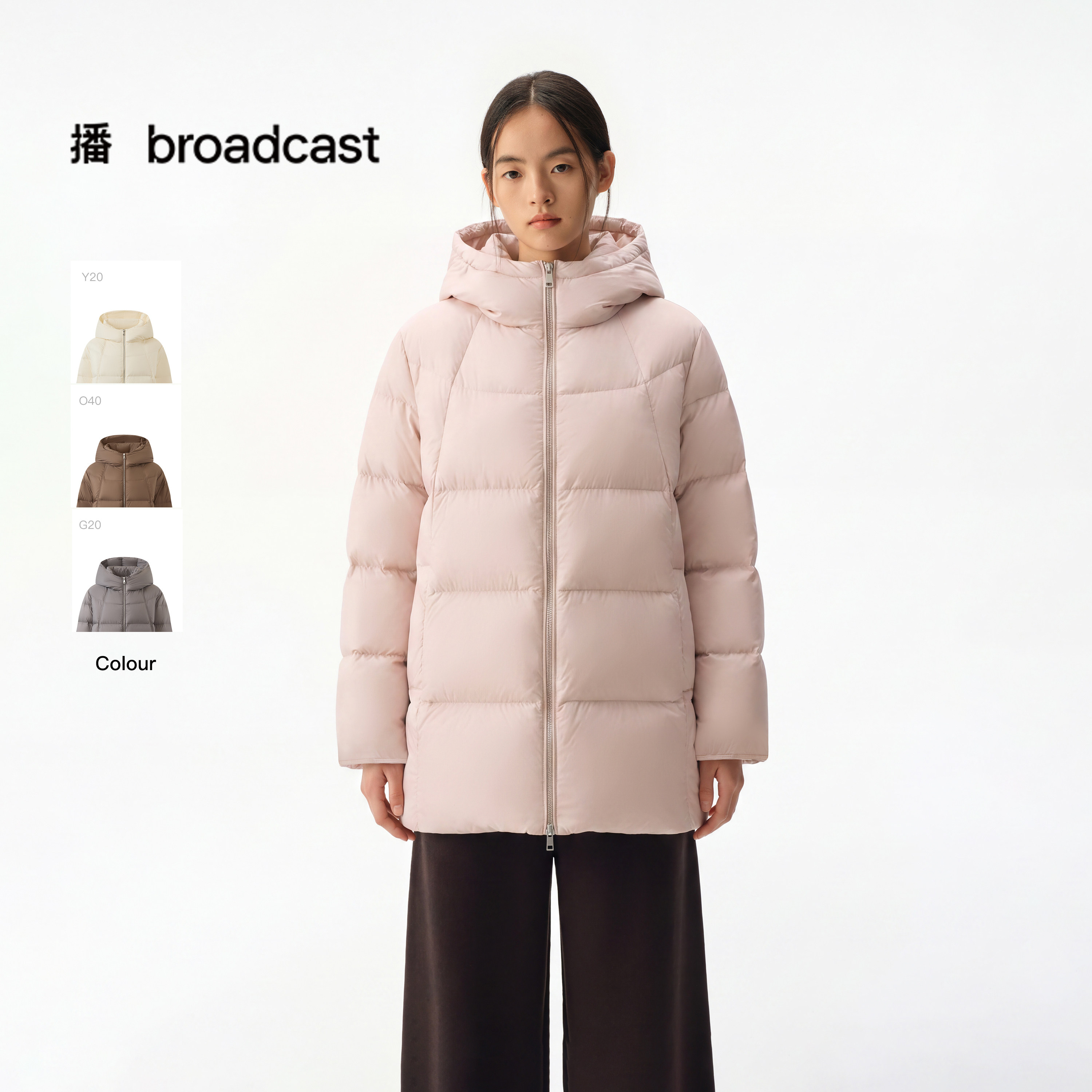 【90白鹅绒】播26冬新品连帽立领羽绒服女云朵方块外套DDT4RD2022