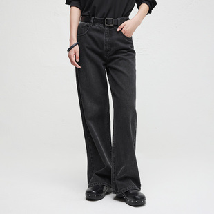 高腰直筒牛仔裤 时尚 DDR3KD5035 女2024早秋新款 播复古宽松长裤