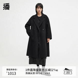 西装 播商场同款 领蕾丝绣花拼接呢子大衣女BDR4AD3747 100%羊毛