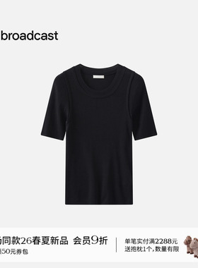 播商场同款休闲圆领短袖T恤女26春季新款修身显瘦上衣BDT1SD1032