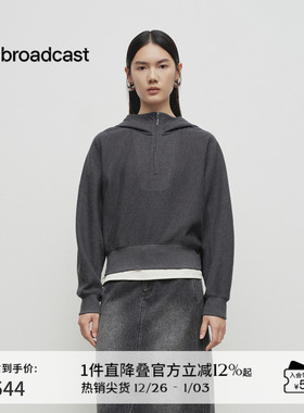 播商场同款半拉链连帽领卫衣女25春季新款慵懒洋气上衣BDS1VD1570