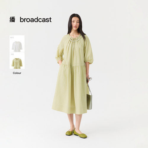 播度假风宽松连衣裙女26夏季新款复古灯笼袖裙子DDT2LD5609