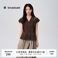 播26秋新品V领飞袖衬衫女法式通勤气质漂亮收腰小衫DDT3CD6109