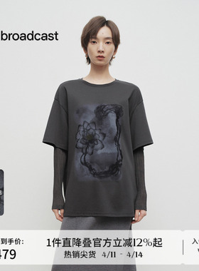 播商场同款国风印花航海短袖T恤女春夏宽松上衣BDS1YD1567