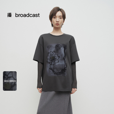 播商场同款国风印花航海短袖T恤女25春秋新款宽松上衣BDS1YD1567