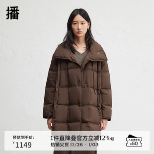 羽绒服女BDR4RD4122 高领方格绗缝24冬新款 播商场同款 保暖中长款