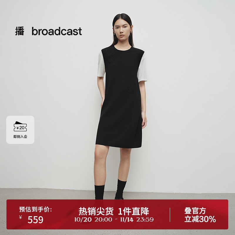盘线刺绣，罗纹圆领