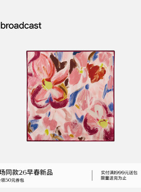 播多巴胺艺术花卉真丝丝巾女桑蚕丝方巾2026春季新款BPT1WD8126