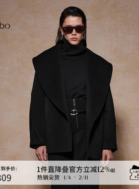 播 bo 商场同款羊毛呢外套女24冬新短款呢子大衣BDR4AD2730