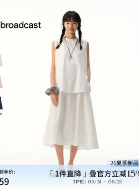 【自然压褶】肌理素爽棉播海边假两件无袖连衣裙女26夏BDT2LD2904
