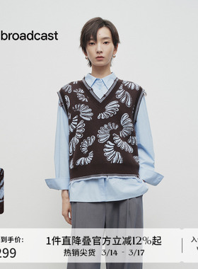 播商场同款休闲提花针织衫女春新款航海叠穿马甲背心BDS1SD1133