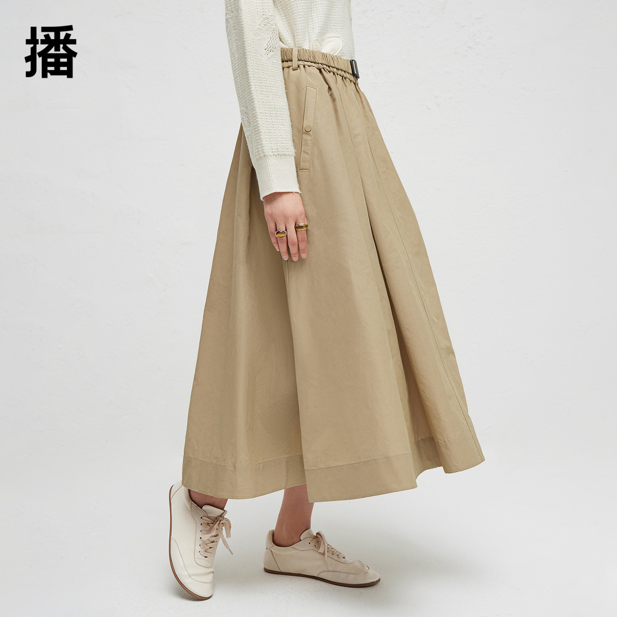 播商场同款优雅气质松紧腰半身裙