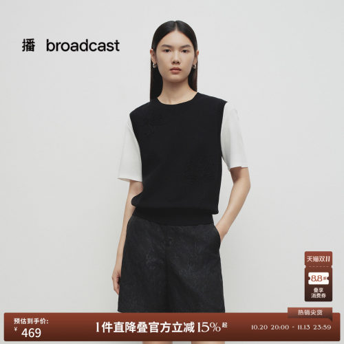 罗纹圆领，盘带刺绣