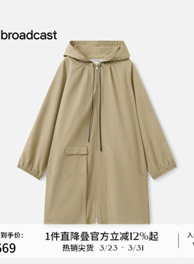 播宽松连帽中长款风衣外套女秋冬拉链摩登上衣DDS4WD5223