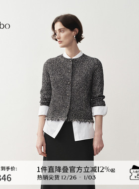 播 bo 商场同款灰色针织衫25春季新款长袖宽松毛衣BDS1UD1086