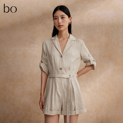 播黑标系列连体短裤夏季商场同款气质西装领连体衣BDR2JD2631