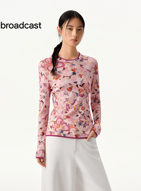 播商场同款多巴胺印花百搭打底长袖T恤女26春季新款BDT1YD1222