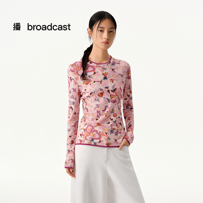 播商场同款多巴胺印花百搭打底长袖T恤女26春季新款BDT1YD1222