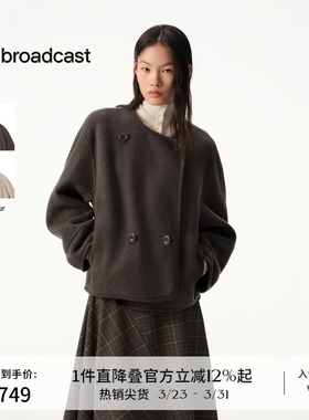 【羊毛】播商场同款宽松短款毛呢外套女秋冬新款上衣BDS4AD3624