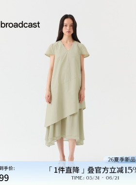 播不规则裙摆短袖连衣裙女26夏季新款垂感A字裙DDT2LD5605