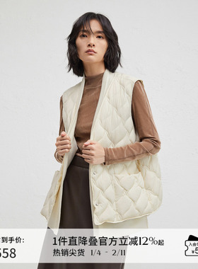播商场同款假两件毛织拼接24冬新款休闲羽绒马甲背心女BDR4MD3557