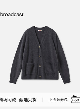播商场同款韩系针织开衫女秋冬新款灰色毛衣外套BDS4UD3744